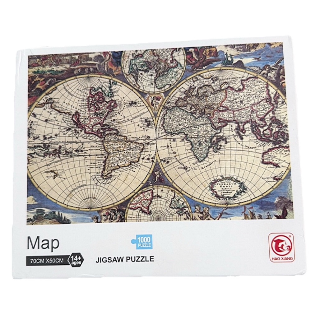 Vintage World Map 1000-Piece Jigsaw Puzzle (Complete)